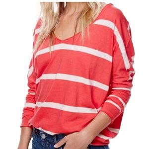 Free People Red and White Striped Top
